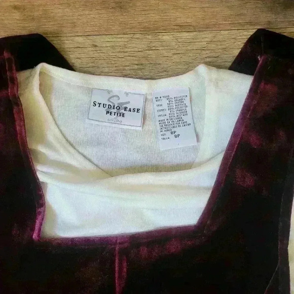 Vintage Y2K Studio Ease 2-Piece Velvet Maxi Burgundy Dress Size 6P - Picture 5 of 7